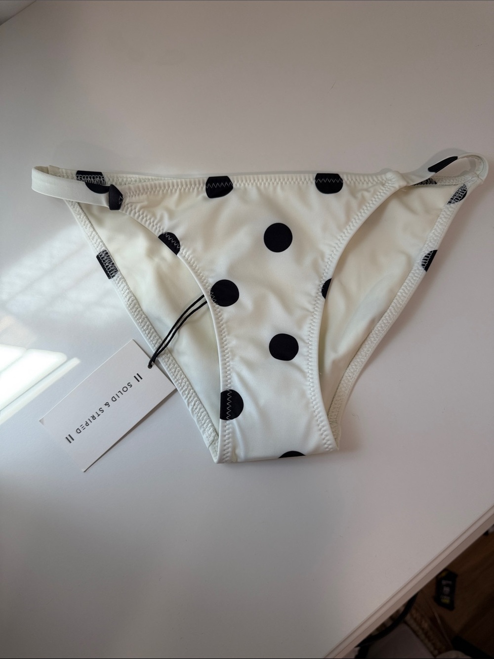 NWT Solid & Striped Polka Dot White & Black Bikini Bottom